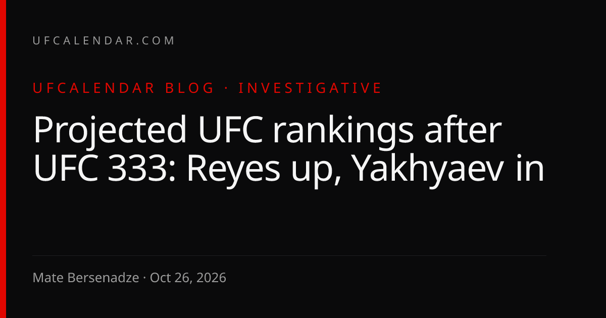 Projected UFC rankings after UFC 333: Reyes up, Yakhyaev in | UFCalendar