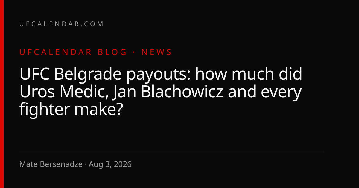 UFC Belgrade payouts: how much did Uros Medic, Jan Blachowicz and every ...