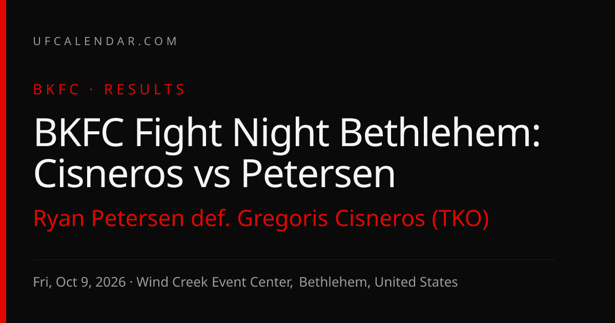 Newman vs Culp Time & Date: BKFC Fight Night Bethlehem, Fri, Oct 9 ...