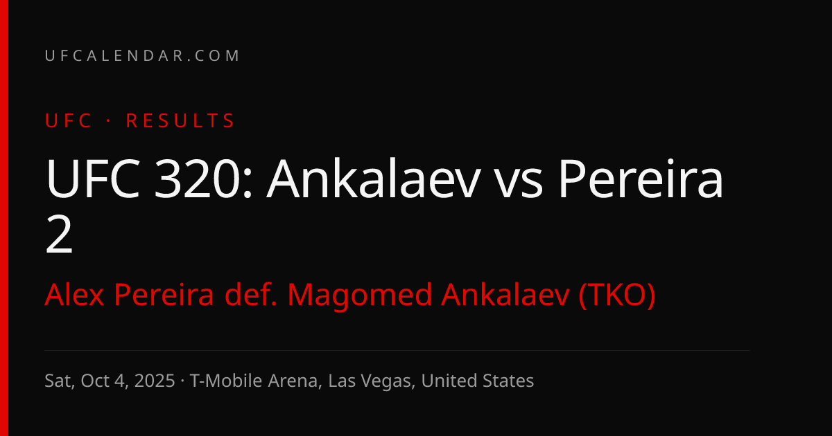 UFC 320: Ankalaev vs Pereira 2 Salaries & Payouts · Who Made What ...